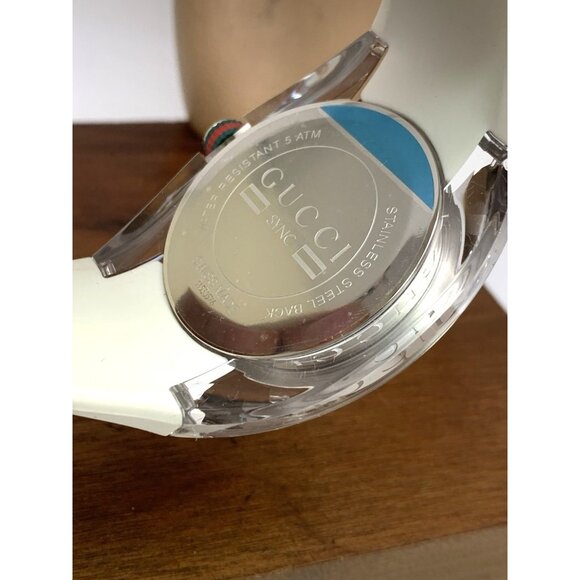 GUCCI Men's Watch SYNC YA137102 Swiss Quartz Clear Case White Rubber Band 46mm - Picture 7 of 14